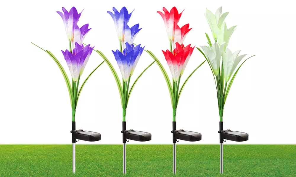 2-8Pcs Lily Flower Solar LED Stake Lamp Lights for Garden, Patio, or Backyard