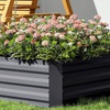 Image 4: Grey Metal Open-Bottom Raised Garden Bed in Two Sizes