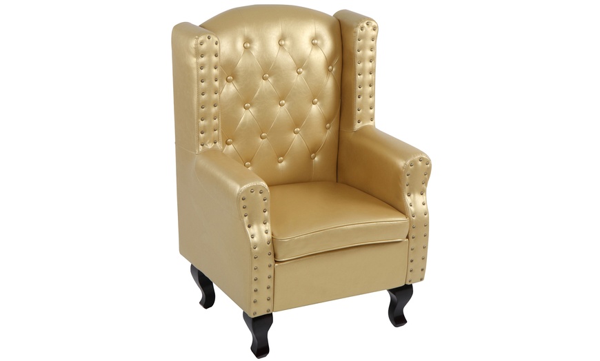 Image 11: Faux Leather Armchair and Footstool 