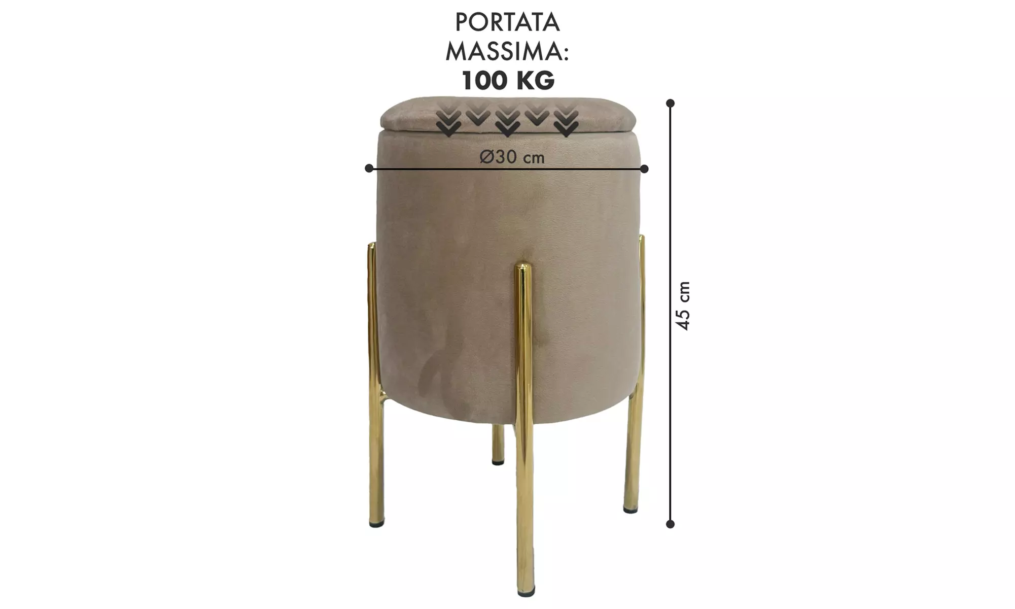 Puf de terciopelo con espacio de almacenamiento