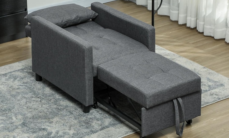 Image 7: HOMCOM 3-In-1 Chair Bed