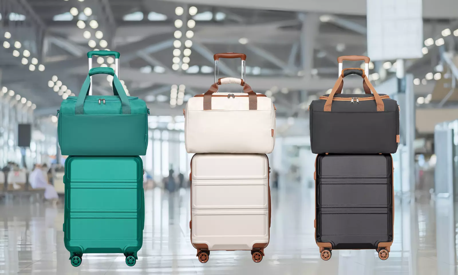 Set van een harde koffer en bijpassende zachte cabin bag