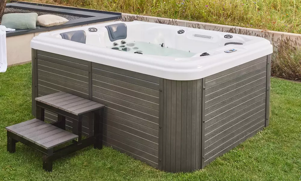 Home Deluxe Outdoor Whirlpool BEACH, optional mit Treppe & Abdeckung