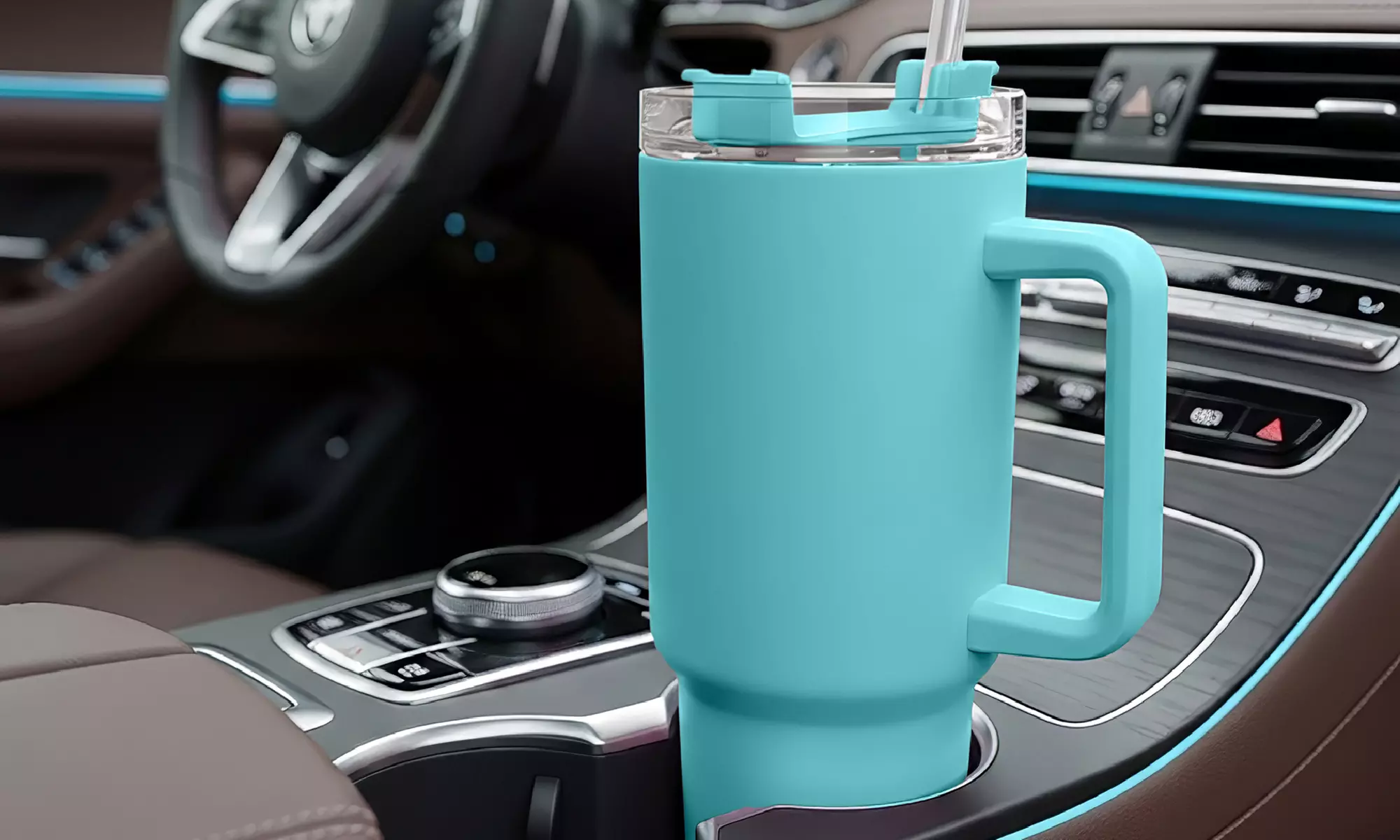 Thermosflasche 1200 ml mit Strohhalm