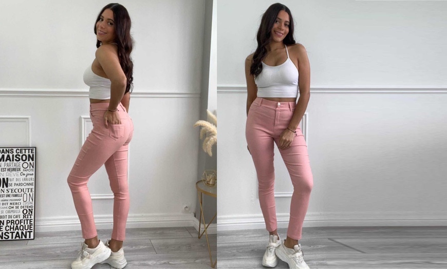 Image 4: Women's High Waist Stretch Fit Skinny Jeans