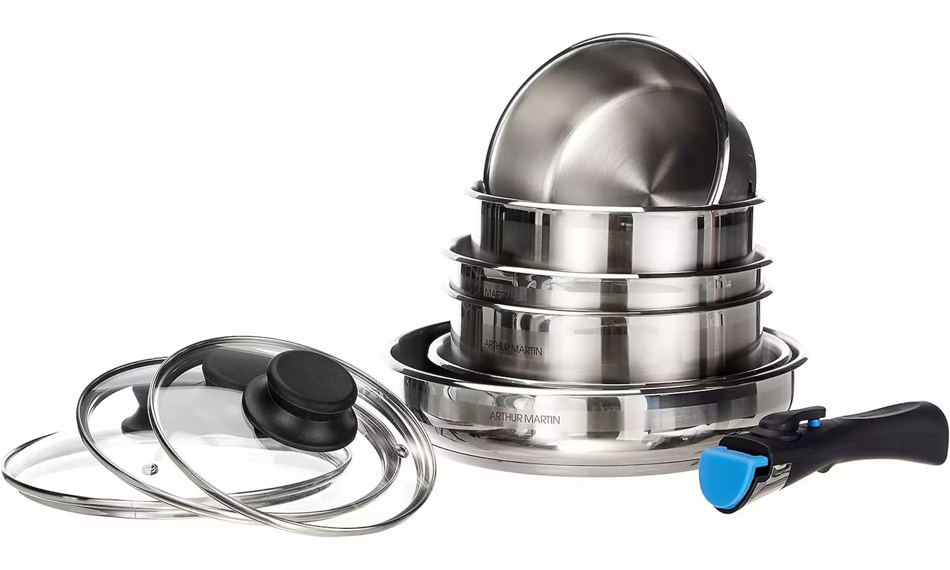Athur Martin Topf- und Pfannen-Set mit abnehmbaren Griffen
