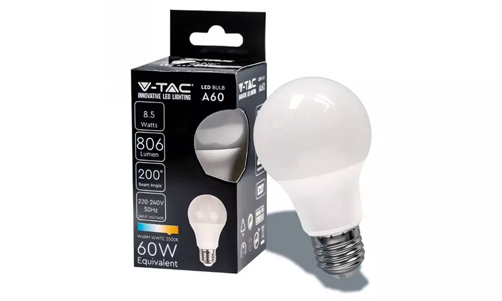 Set da 10 V-TAC lampadine LED E27 8,5W A60