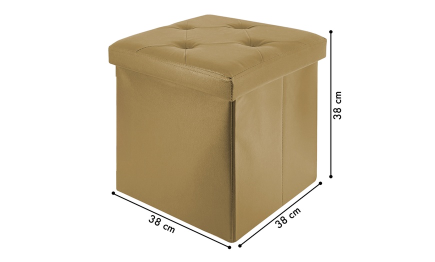 Image 30: Pouf carré en simili cuir avec espace de rangement