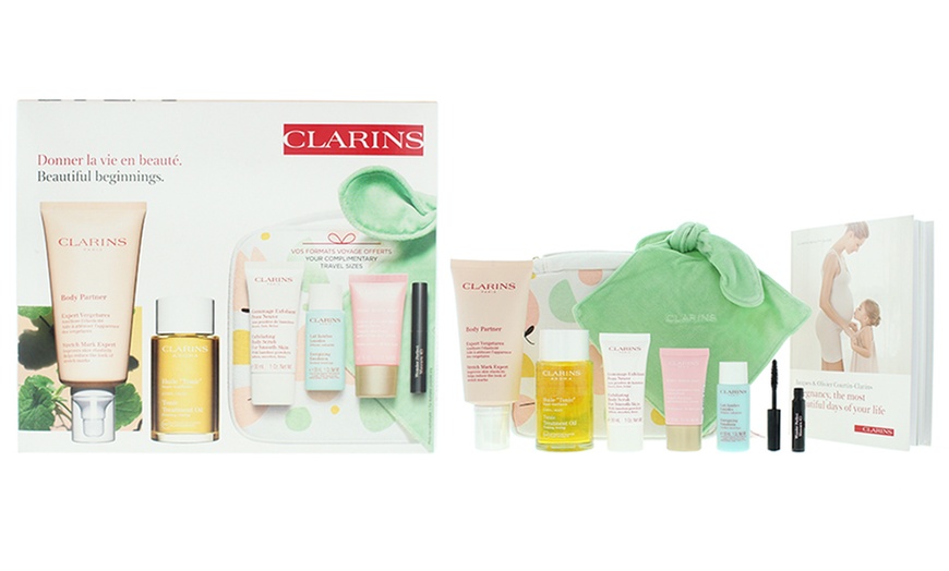 Image 1: Clarins Beautiful Beginnings Marternity 6-Piece Gift Set