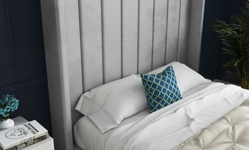 Image 6: Oxford Upholstered Soft Touch Plush Velvet Bed Frame