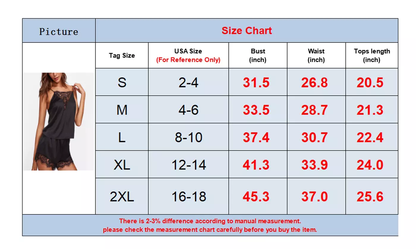 Women's Sexy Silk Satin Pajamas Sets Lace Trim Cami Tops Shorts Sleepwear