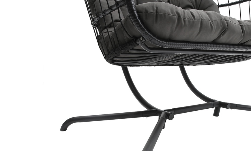 Image 34: Outdoor Cosy Rattan-Effect Hanging Egg Chair with Cushion
