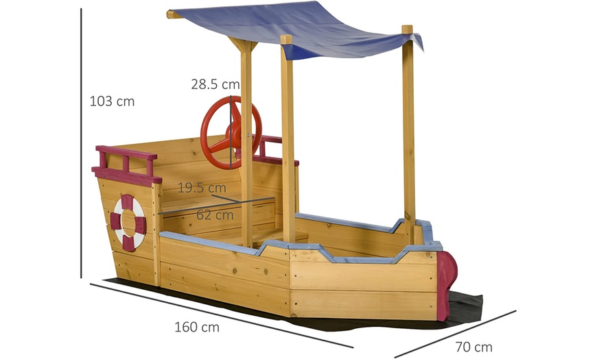 Image 6: Outsunny Kid's Wooden Sand Pit