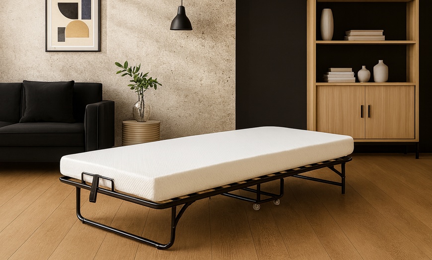 Image 1: Lit pliant 90x200 avec matelas mémoire de forme pliable Sampur