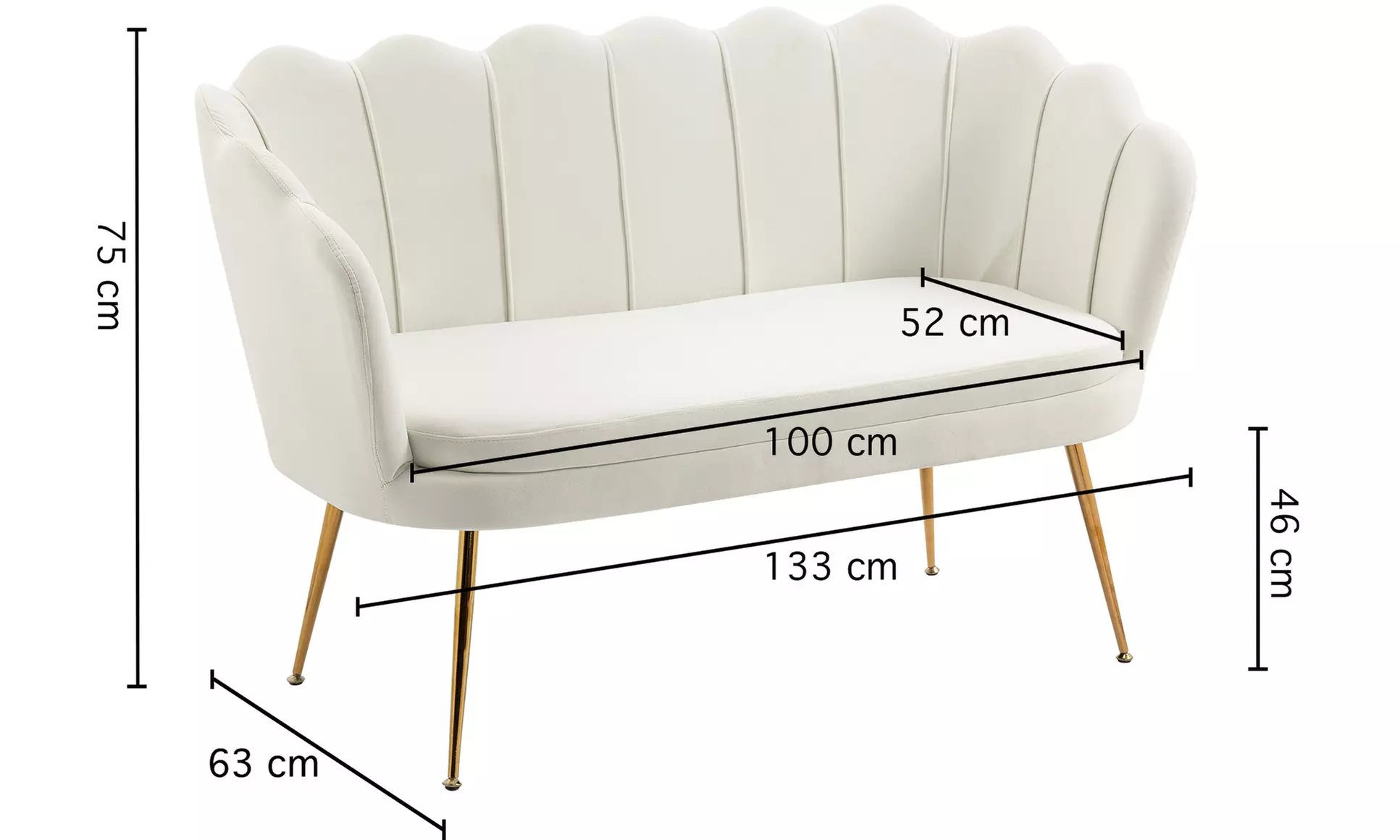 Divano a due posti a forma di conchiglia