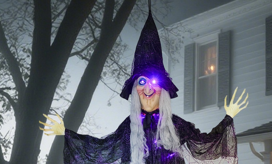 Image 15: Outsunny Voice Activated Halloween Animatronics Witch