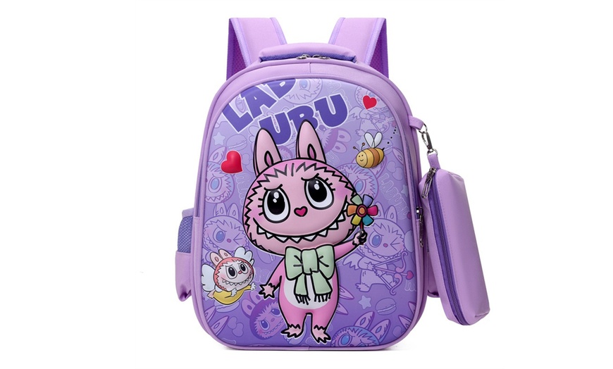 Image 6: Labubu Inspired Kids' Backpack with Pencil Case