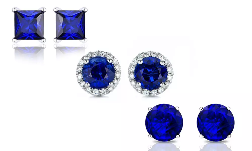 7.00 CTTW Set of 3 Sapphire Sterling Silver Studs