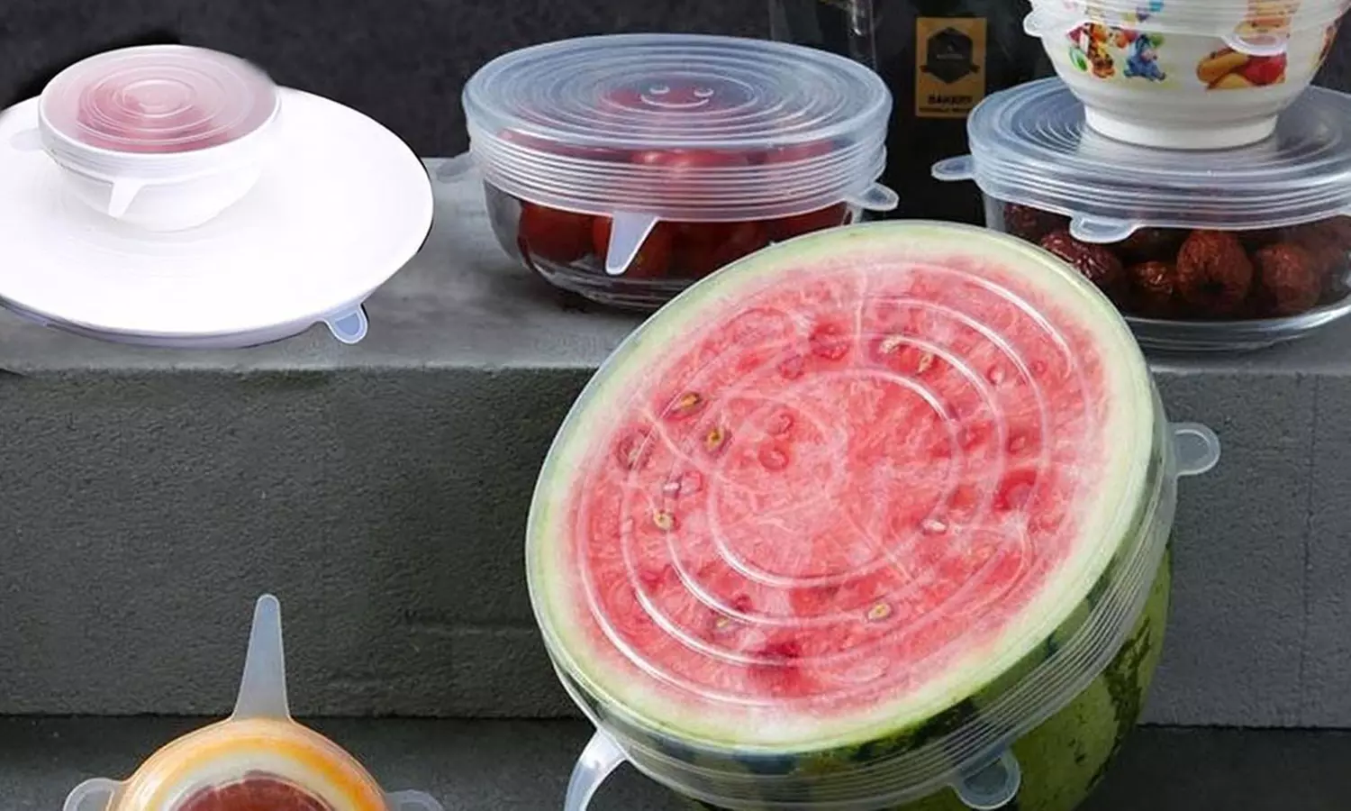 1 o 2 packs de 6 tapas variadas de silicona extensibles y elásticas