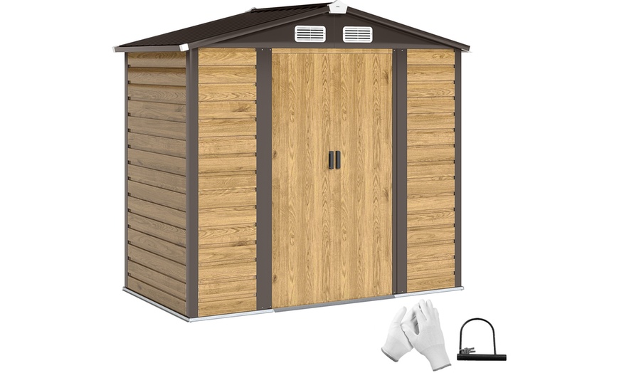 Image 2: Outsunny 7ft x 4ft Metal Shed with Lock