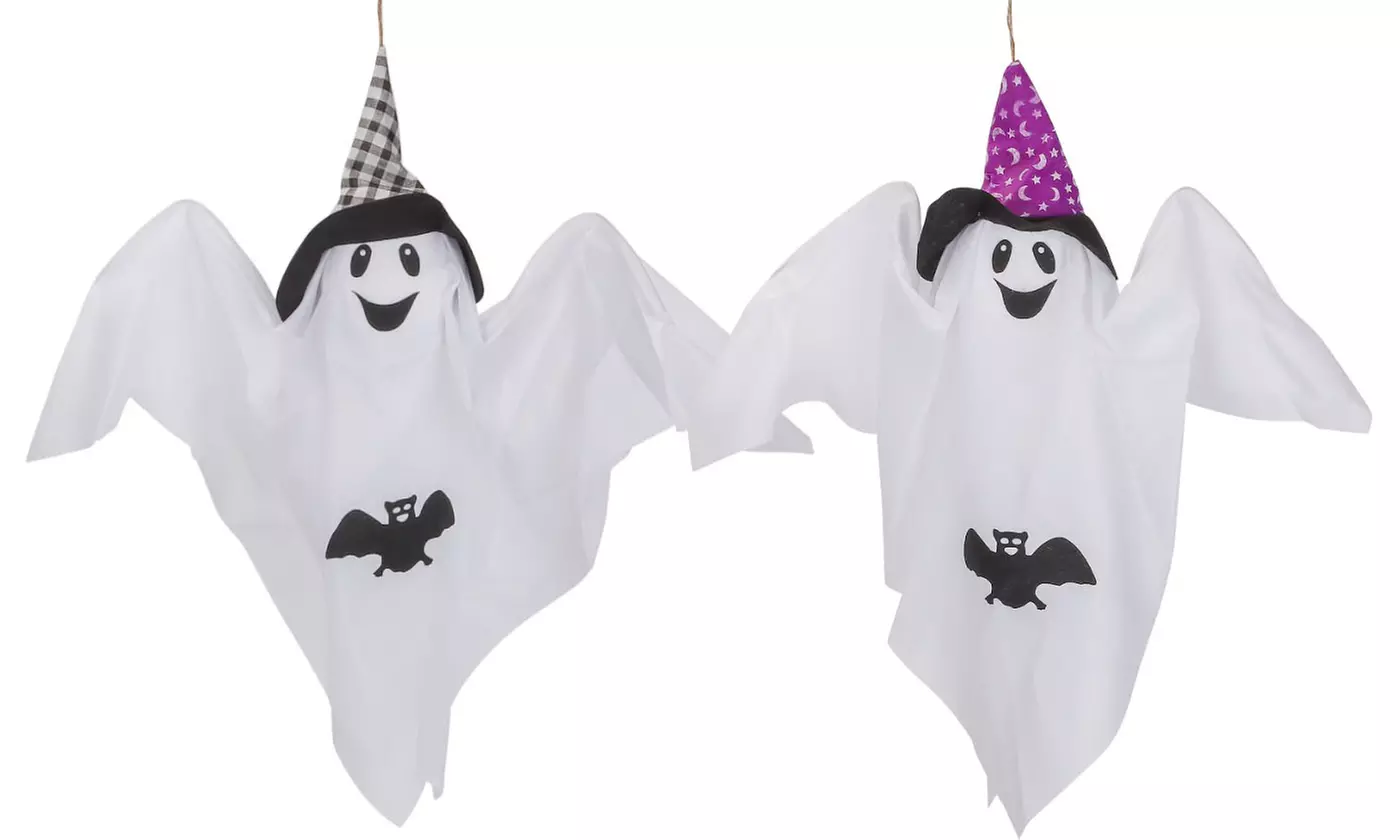 2PCS Large Halloween Hanging Ghost Windsocks Outdoor Yard Decoration