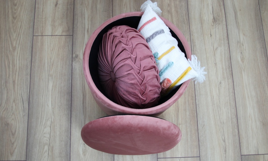 Image 20: Velvet Ottoman Upholstered Stool