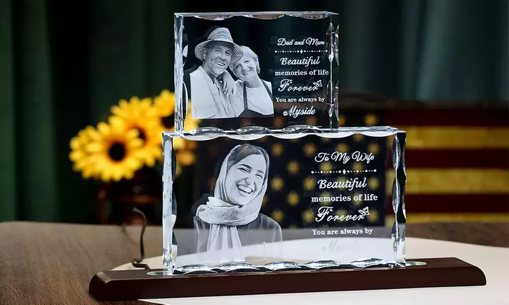 Custom 3D Photo-Engraved Crystal Keepsake — Personalized Laser-Etched Grad Gift in Multiple Shapes & Sizes (Up to 87% Off)