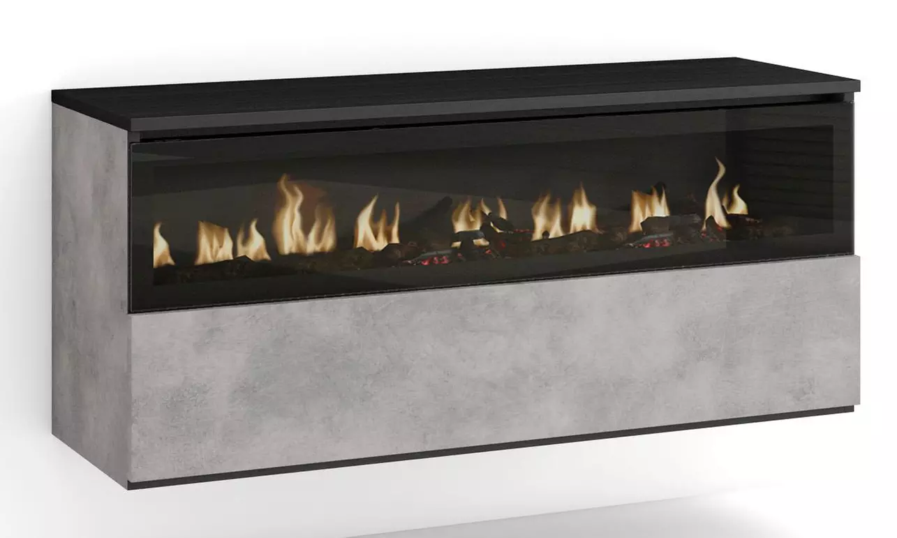 Elektrischer LED-Kamin COZY mit 3D-Feuereffekt, opt. mit Hängeboard