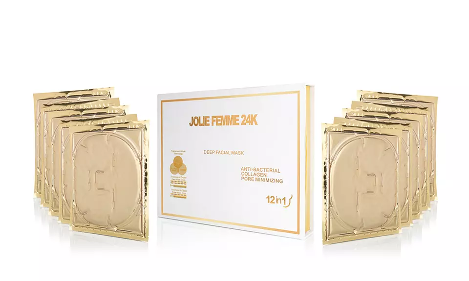 24K Gold Infused Black Mud or Deep Cleansing Collagen Masks (12-Pack) - Primary Image