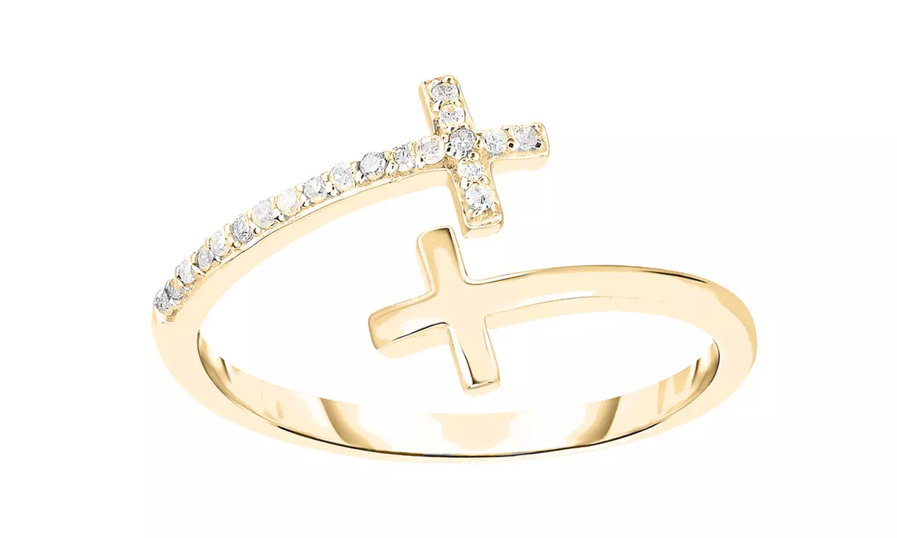 18K Gold Endless Crystal Cross Band With Crystals By Swarovski