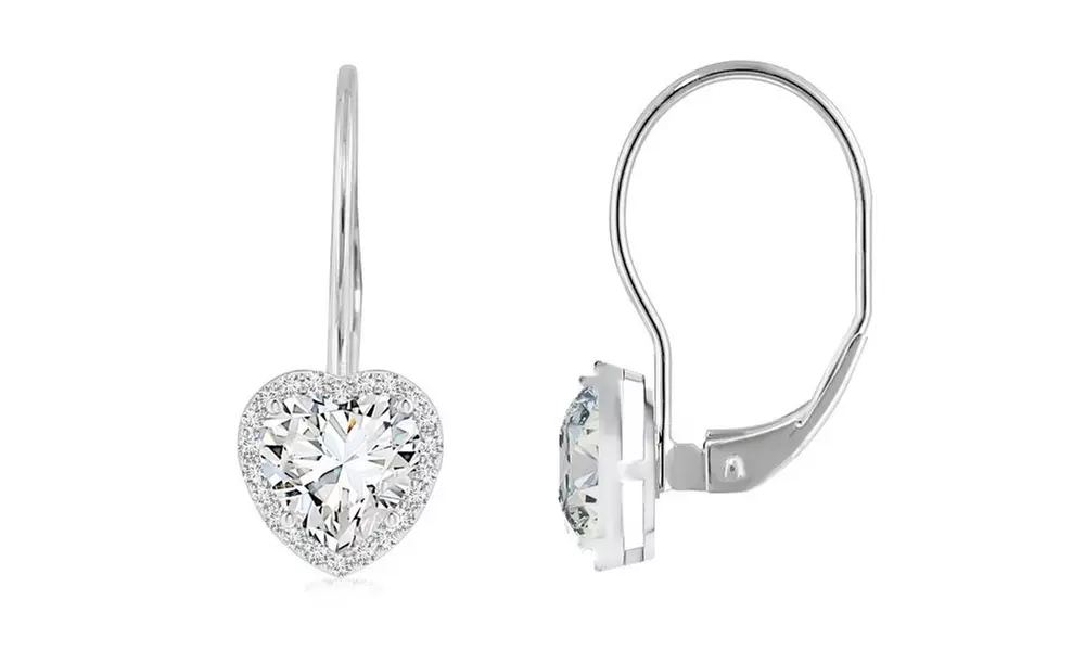 2.00 CTTW Heart Cut Leverback Earrings With Crystals From Swarovski