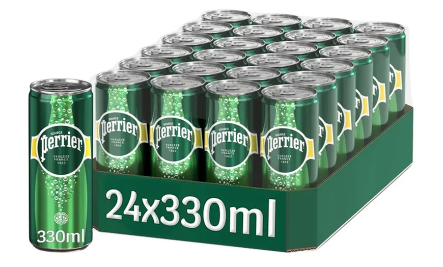 Image 1: Perrier Sparkling Mineral Water - 24 Pack of 330ml Cans, Naturally Carbonated 