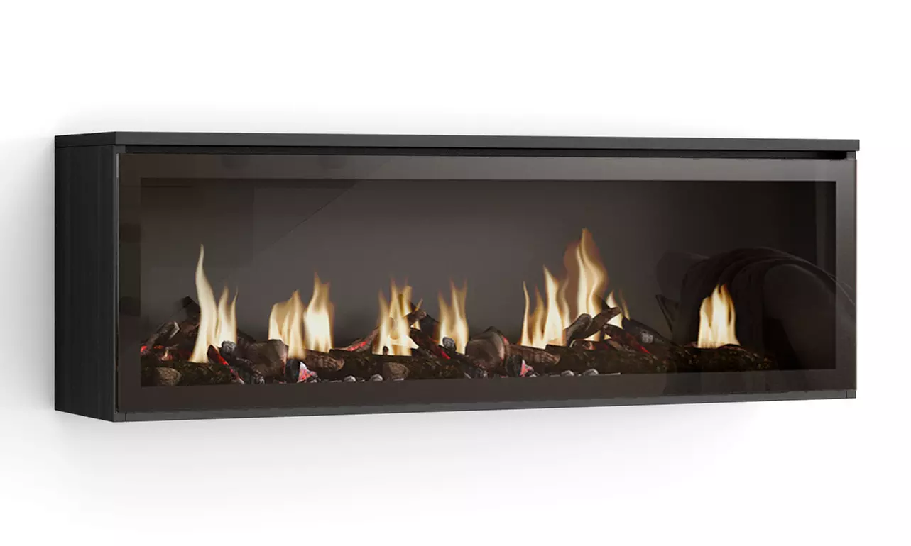 Elektrischer LED-Kamin COZY mit 3D-Feuereffekt, opt. mit Hängeboard