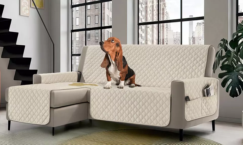 Housse de canapé imperméable, antitache, matelassée et réversible