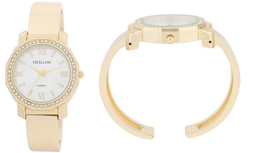 Image 16: Reloj de pulsera analógico con piedras brillantes de Excellance
