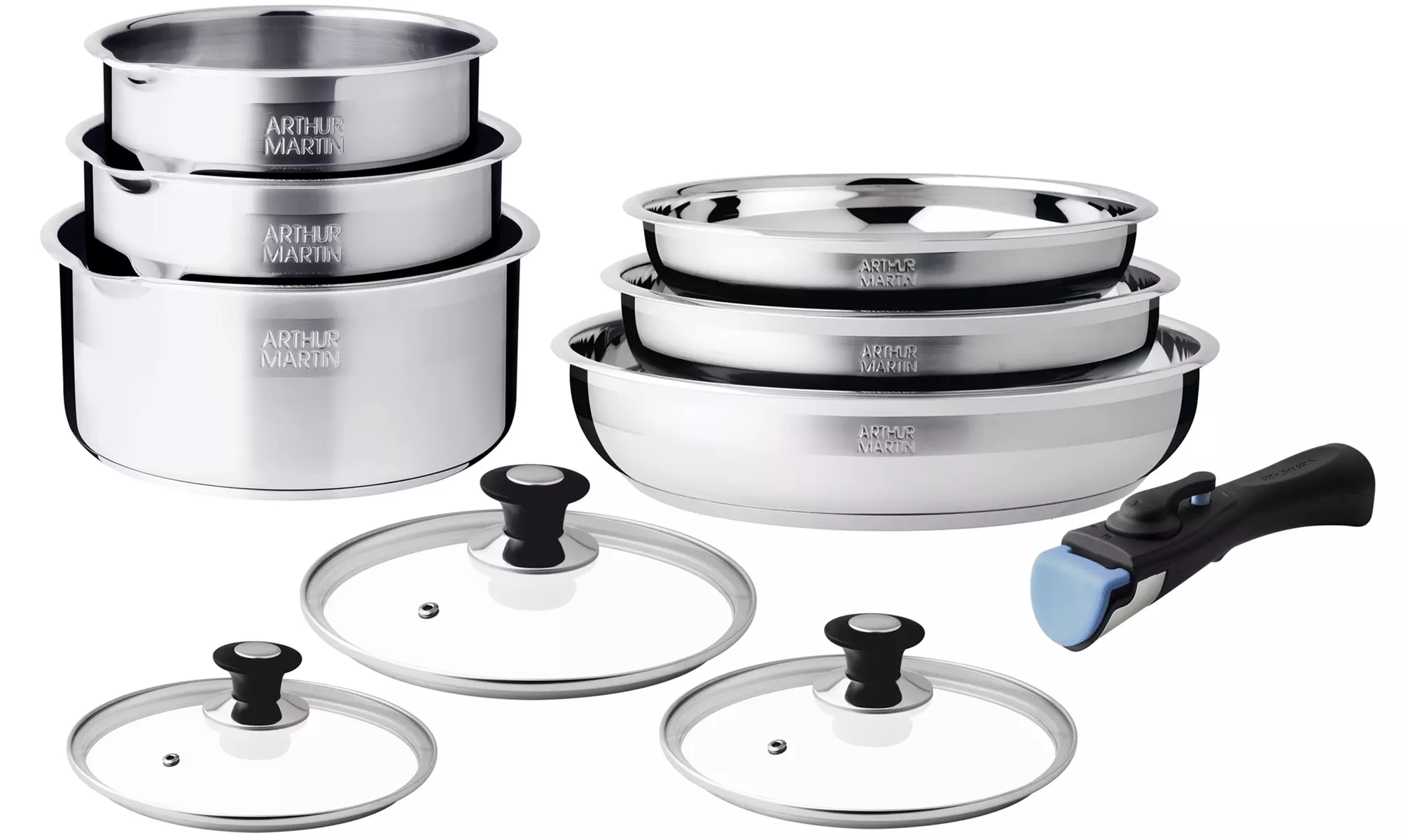 Lot de 3 casseroles ou batterie cuisine 5 ou 10 pièces Arthur Martin