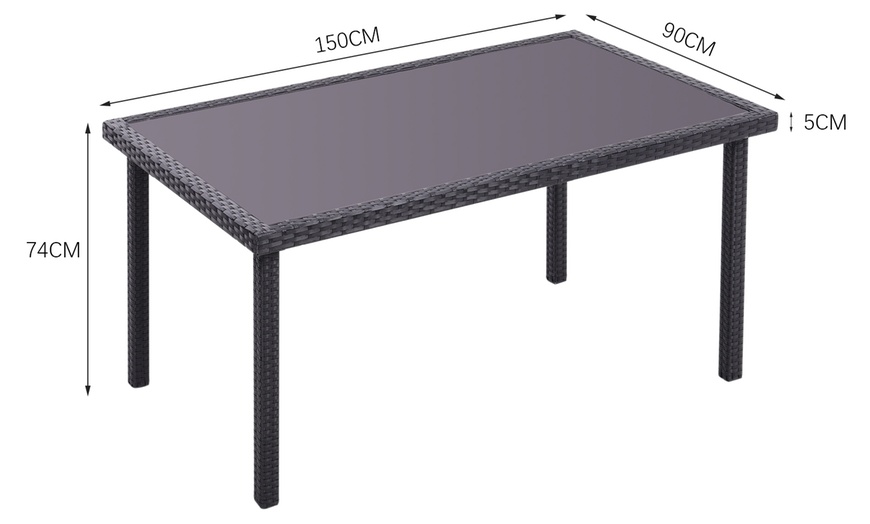 Image 44: Outdoor Garden Rattan Effect Tempered Glass Coffee Table with 6 Styles