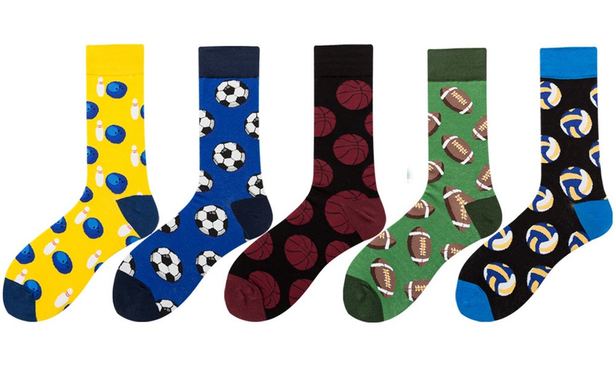 Image 3: 1, 5 oder 10 Paare lustige Herren-Socken mit Ball-Motiv