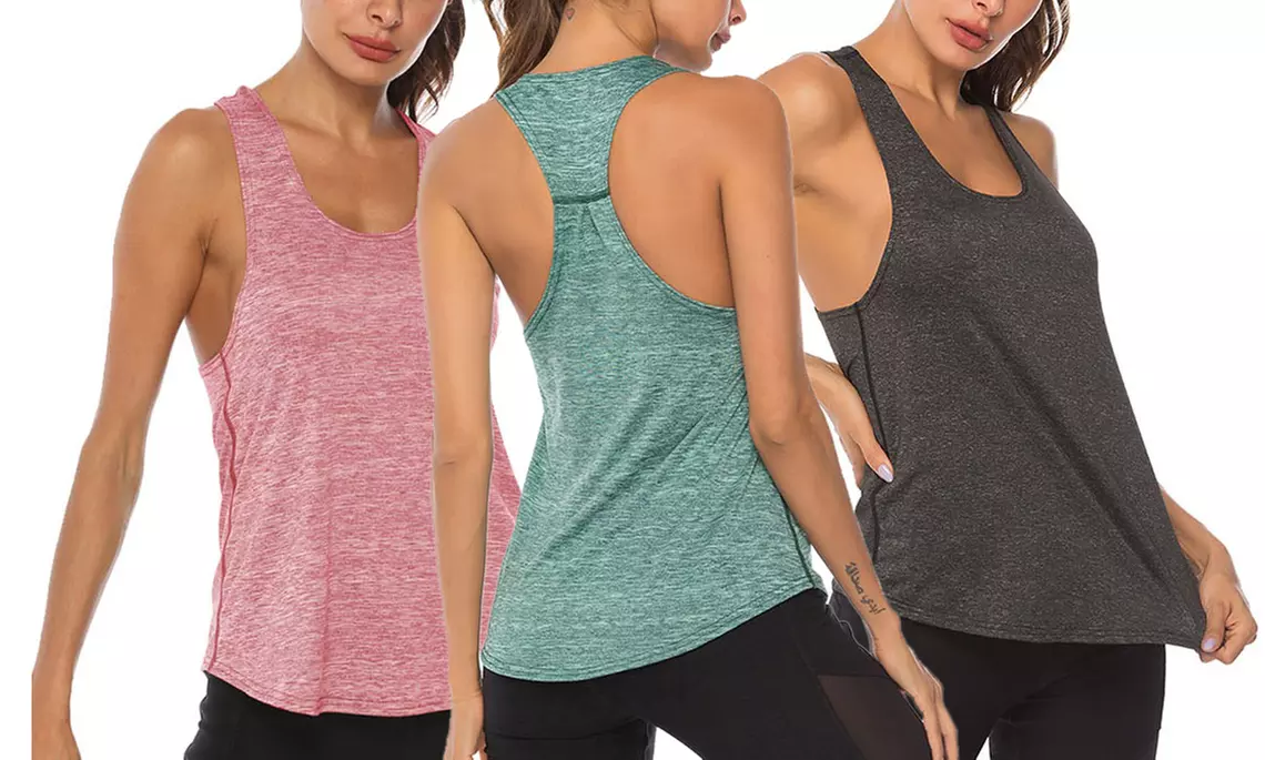 Women Open Back Loose fit Workout Racerback Tank Tops Sport Vest