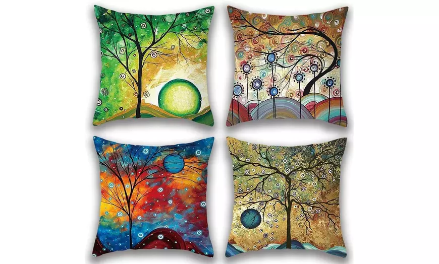 Image 3: 4 ou 8 housses de coussin avec motifs arbres