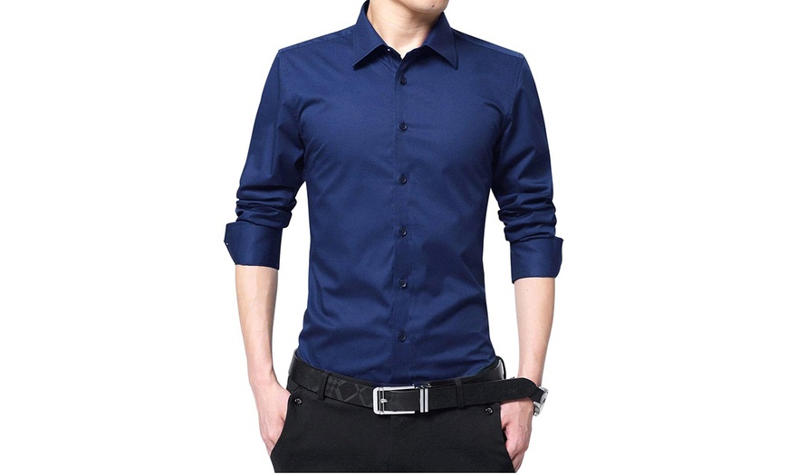 Image 4: Camicia da uomo in cotone Slim Fit