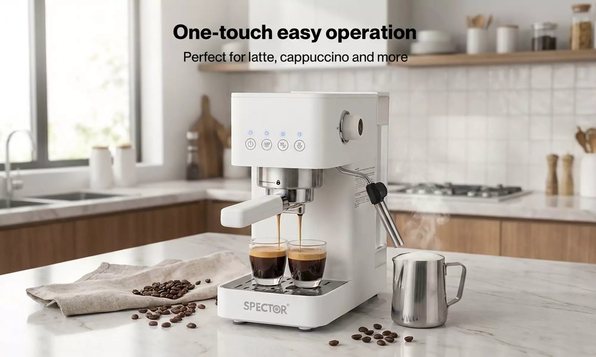 Spector Espresso Machine Series – 20-Bar Coffee Maker with Steam Wand