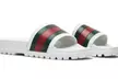 Authentic Gucci Men's Web Rubber Slide Sandals | Luxury Designer Comfort for Pool & Errands - Second Medium