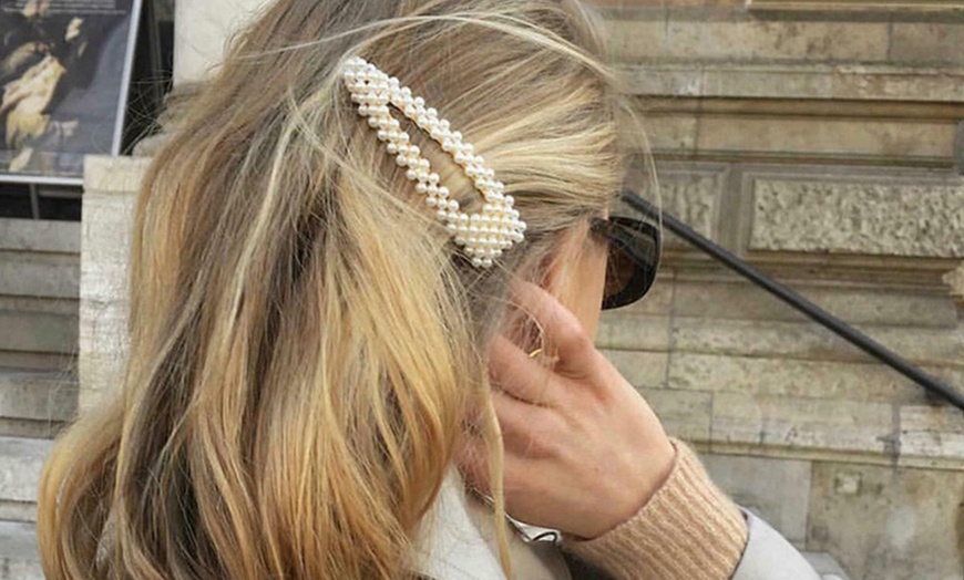 Image 2: Pearl-Beaded Hair Clips