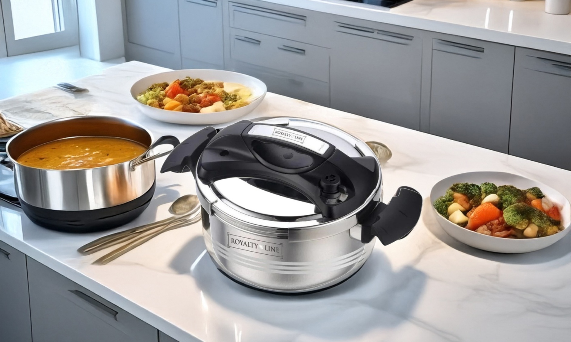 Olla a presión de acero inoxidable de Royalty Line