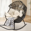 Image 1: Spacious Rattan Rocking Chair with Thick Cushion – Indoor & Outdoor