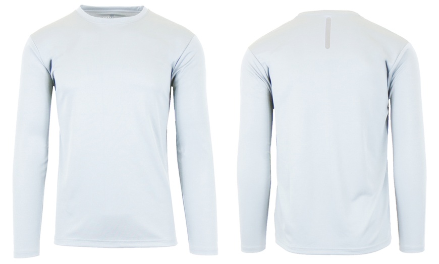 Image 9: Men's Long Sleeve Moisture Wicking Crew Neck Tagless Performance Tee