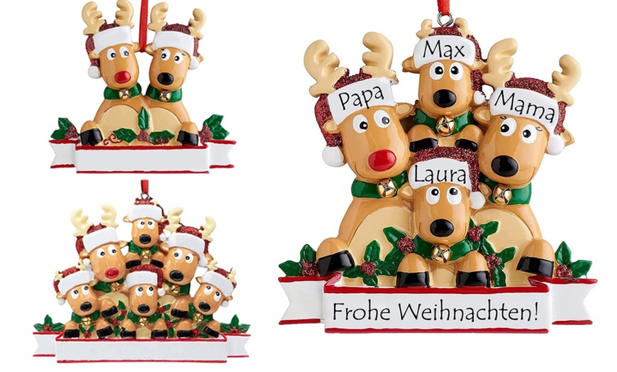 Image 1: 1x, 2x oder 3x beschreibbare Weihnachtbaum-Deko mit Rentier-Motiv