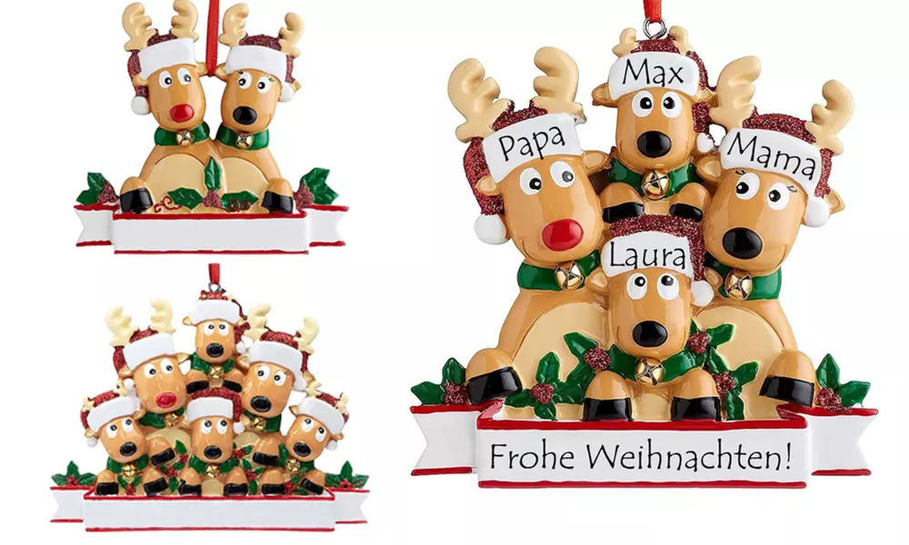 1x, 2x oder 3x beschreibbare Weihnachtbaum-Deko mit Rentier-Motiv