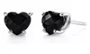 Solid Sterling Silver Created Gemstone Heart Stud Earrings - Emerald, Ruby, Black Topaz & More